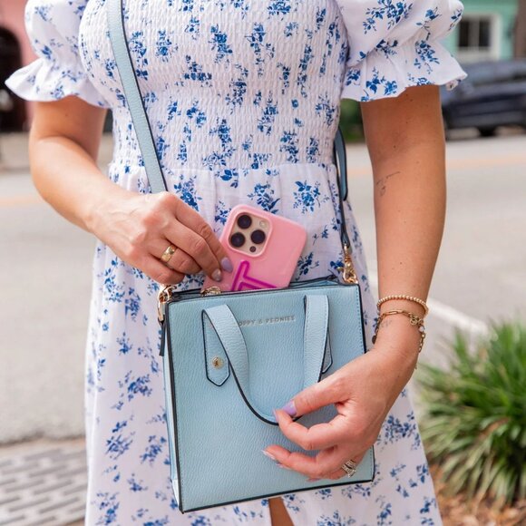 Poppy & Peonies Blue Crossbody Bag - Picture 12 of 12